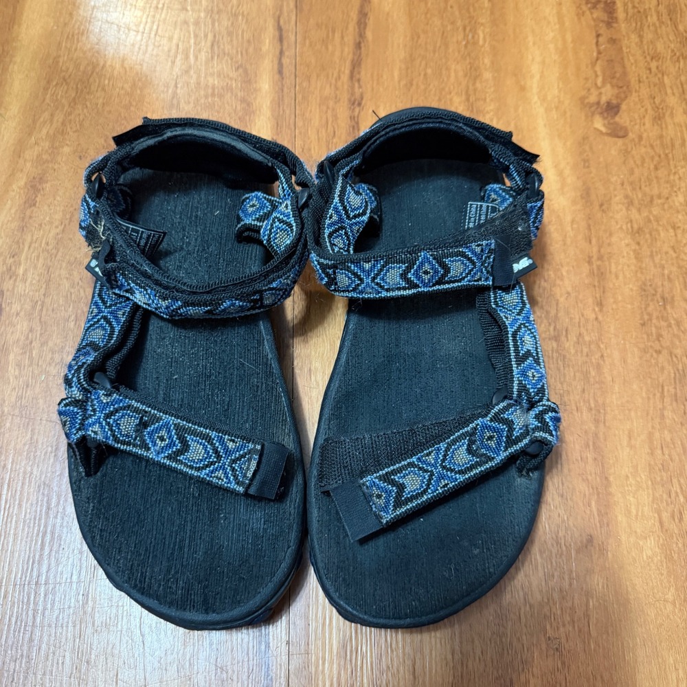 Teva Sandals Boys 5 Blue Black Geometric Original Universal Strappy Hiking 6219